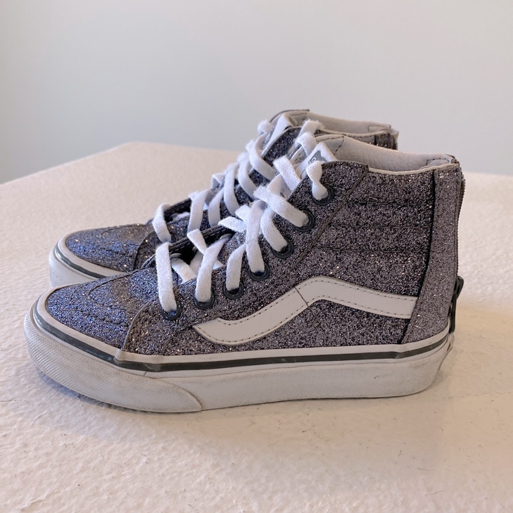Vans Silver Glitter Hightop 11.5 Little Kids